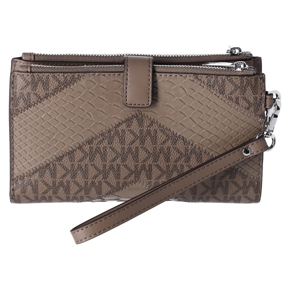 Michael Kors Jet Set Travel Large Double Zip Wallet MK Dusk Multi Python - Picture 2 of 6